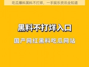 吃瓜爆料黑料不打烊，一手娱乐资讯全知道