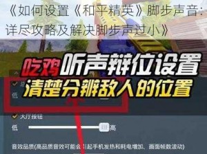 《如何设置《和平精英》脚步声音：详尽攻略及解决脚步声过小》