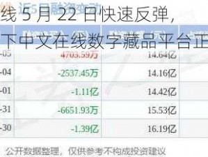 中文在线 5 月 22 日快速反弹，公司旗下中文在线数字藏品平台正式上线