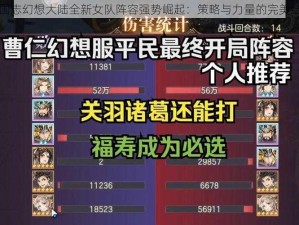 三国志幻想大陆全新女队阵容强势崛起：策略与力量的完美结合