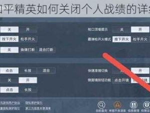 关于和平精英如何关闭个人战绩的详细指南