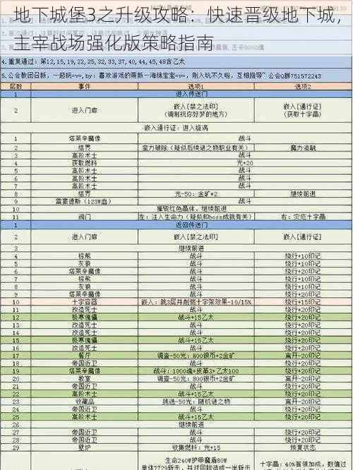 地下城堡3之升级攻略：快速晋级地下城，主宰战场强化版策略指南