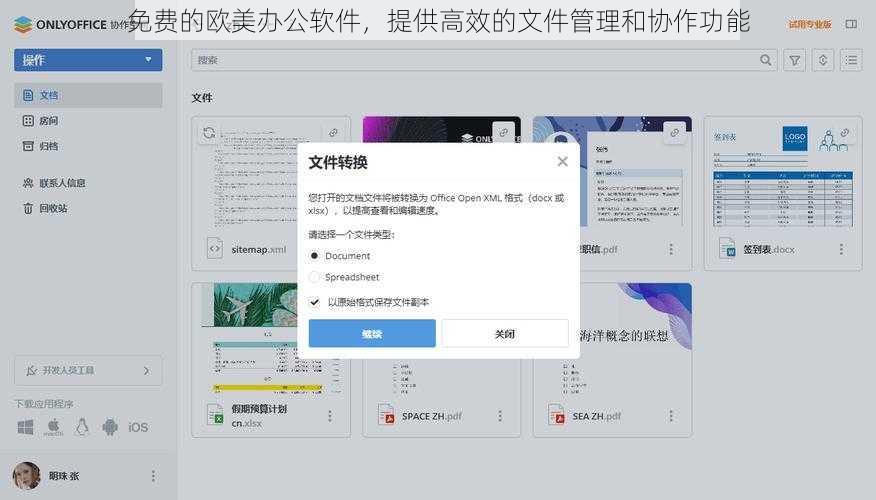 免费的欧美办公软件，提供高效的文件管理和协作功能