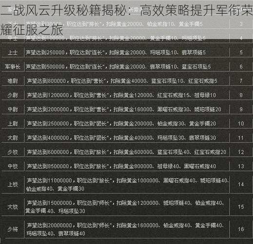 二战风云升级秘籍揭秘：高效策略提升军衔荣耀征服之旅