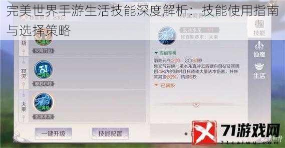 完美世界手游生活技能深度解析：技能使用指南与选择策略