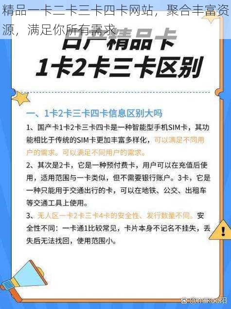 精品一卡二卡三卡四卡网站，聚合丰富资源，满足你所有需求