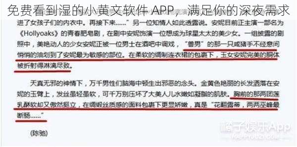 免费看到湿的小黄文软件 APP，满足你的深夜需求