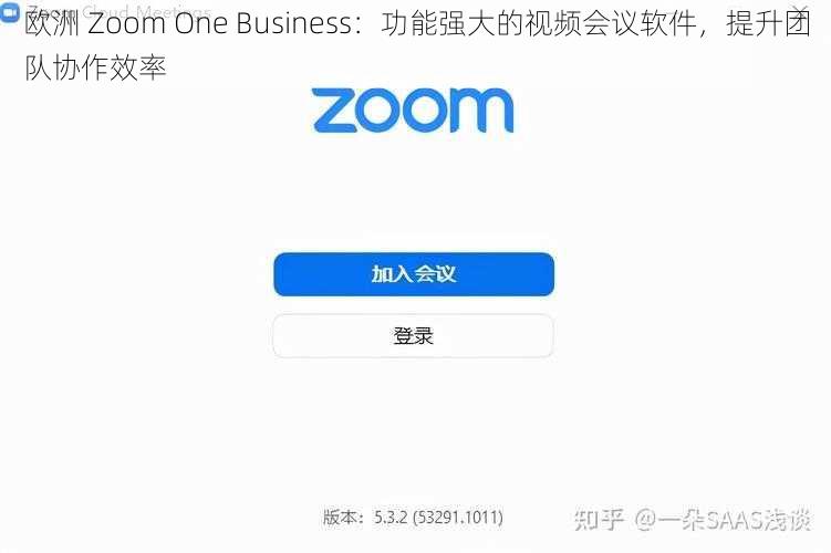 欧洲 Zoom One Business：功能强大的视频会议软件，提升团队协作效率