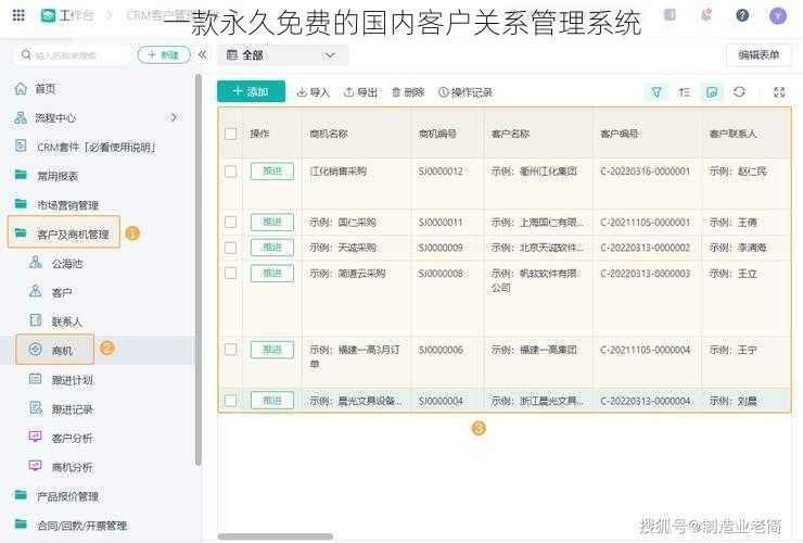 一款永久免费的国内客户关系管理系统