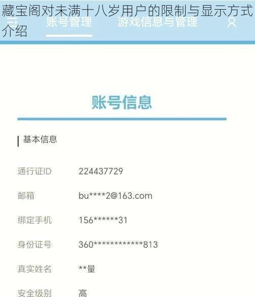 藏宝阁对未满十八岁用户的限制与显示方式介绍