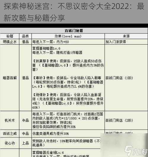 探索神秘迷宫：不思议密令大全2022：最新攻略与秘籍分享