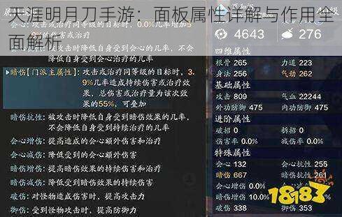 天涯明月刀手游：面板属性详解与作用全面解析