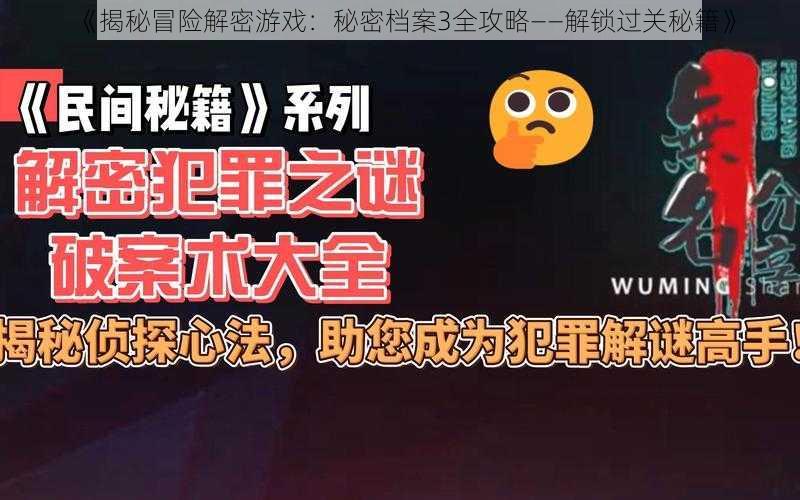 《揭秘冒险解密游戏：秘密档案3全攻略——解锁过关秘籍》