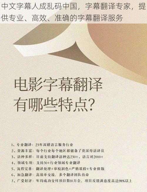 中文字幕人成乱码中国，字幕翻译专家，提供专业、高效、准确的字幕翻译服务