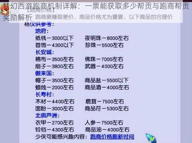 梦幻西游跑商机制详解：一票能获取多少帮贡与跑商帮贡奖励解析