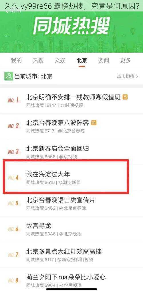 久久 yy99re66 霸榜热搜，究竟是何原因？