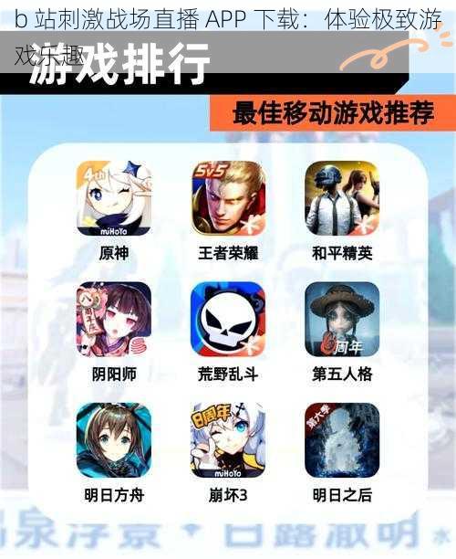 b 站刺激战场直播 APP 下载：体验极致游戏乐趣