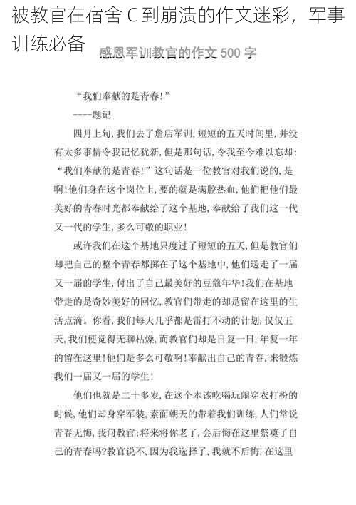 被教官在宿舍 C 到崩溃的作文迷彩，军事训练必备