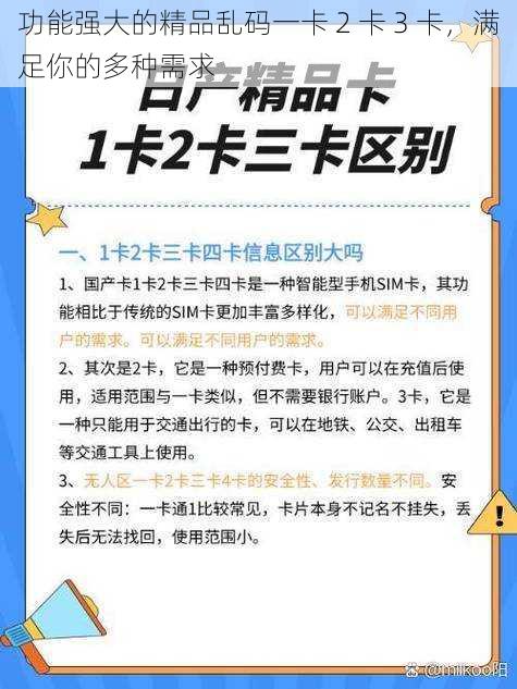 功能强大的精品乱码一卡 2 卡 3 卡，满足你的多种需求