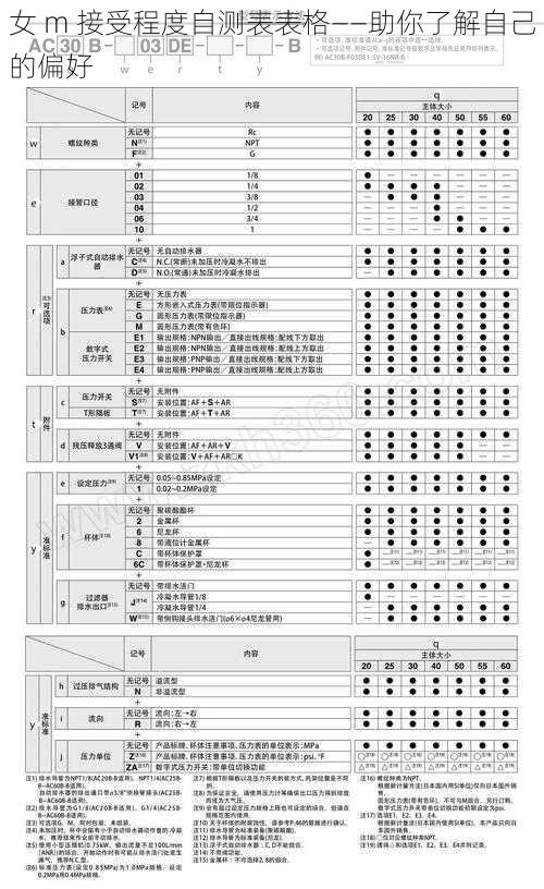 女 m 接受程度自测表表格——助你了解自己的偏好