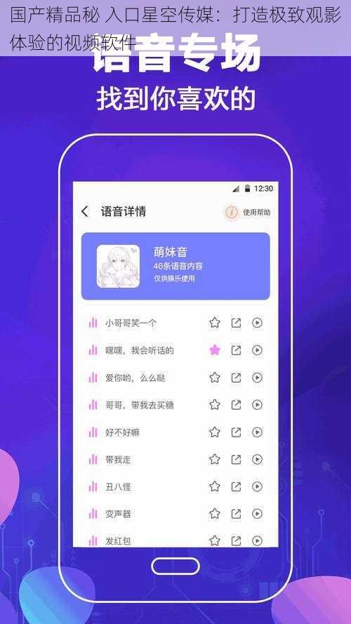 国产精品秘 入口星空传媒：打造极致观影体验的视频软件
