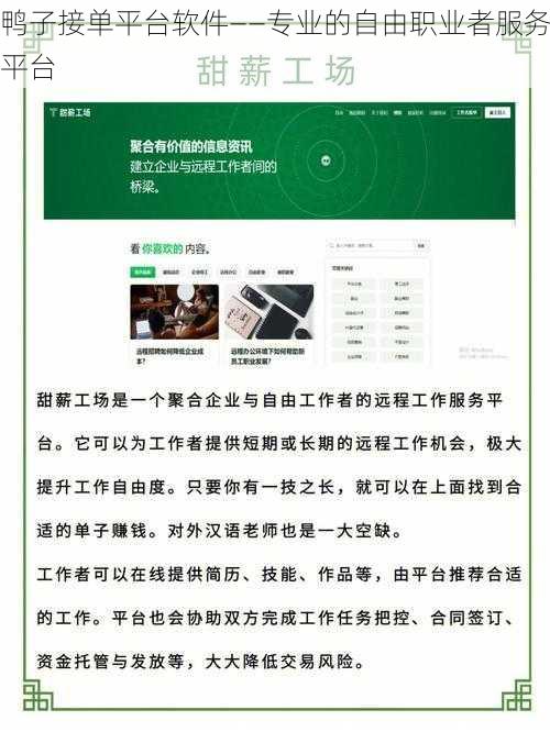 鸭子接单平台软件——专业的自由职业者服务平台