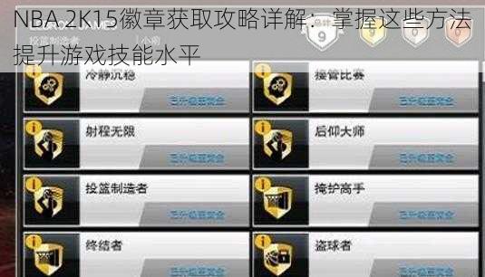 NBA 2K15徽章获取攻略详解：掌握这些方法提升游戏技能水平