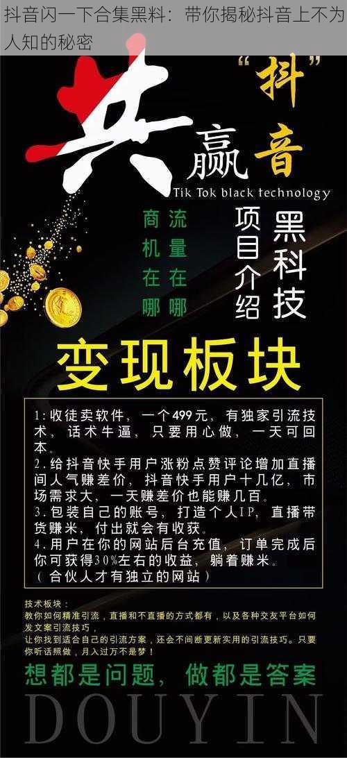 抖音闪一下合集黑料：带你揭秘抖音上不为人知的秘密