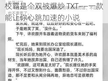 校霸是个双被爆炒 TXT——一款能让你心跳加速的小说