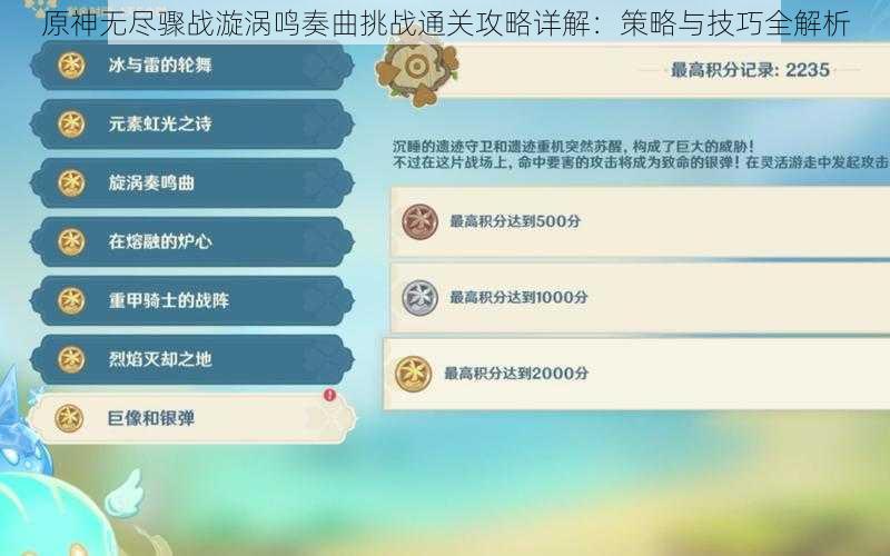 原神无尽骤战漩涡鸣奏曲挑战通关攻略详解：策略与技巧全解析