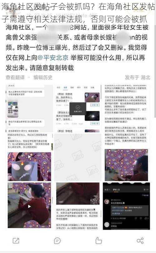 海角社区发帖子会被抓吗？在海角社区发帖子需遵守相关法律法规，否则可能会被抓