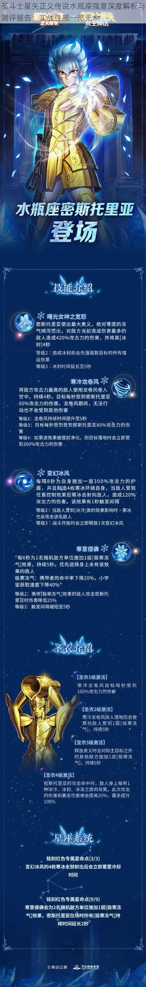 圣斗士星矢正义传说水瓶座强度深度解析与测评报告：实战性能一览无余