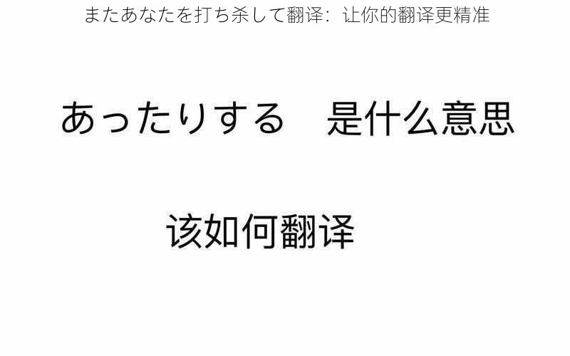 またあなたを打ち杀して翻译：让你的翻译更精准