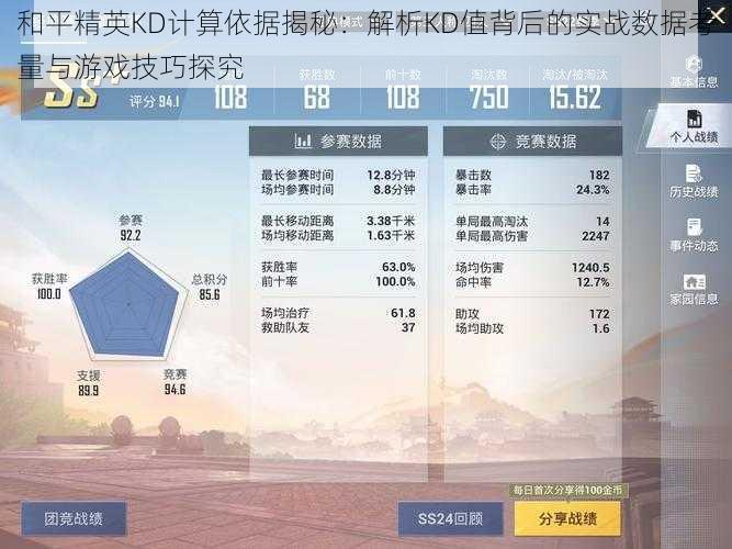 和平精英KD计算依据揭秘：解析KD值背后的实战数据考量与游戏技巧探究