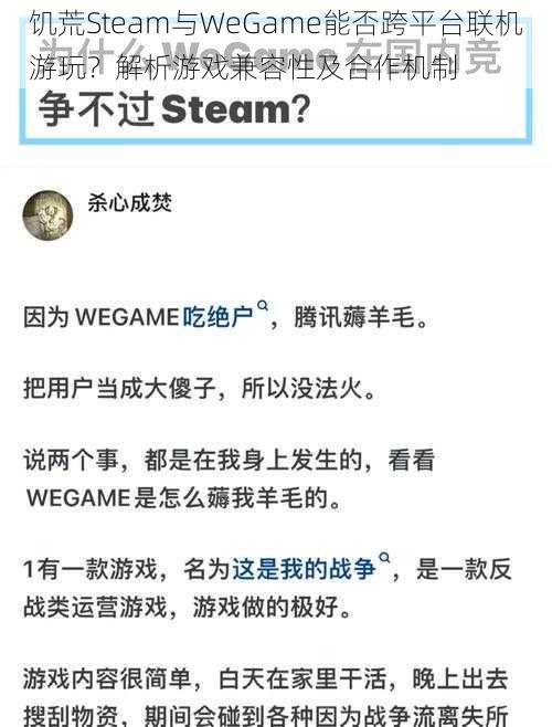 饥荒Steam与WeGame能否跨平台联机游玩？解析游戏兼容性及合作机制