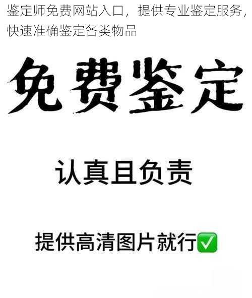 鉴定师免费网站入口，提供专业鉴定服务，快速准确鉴定各类物品