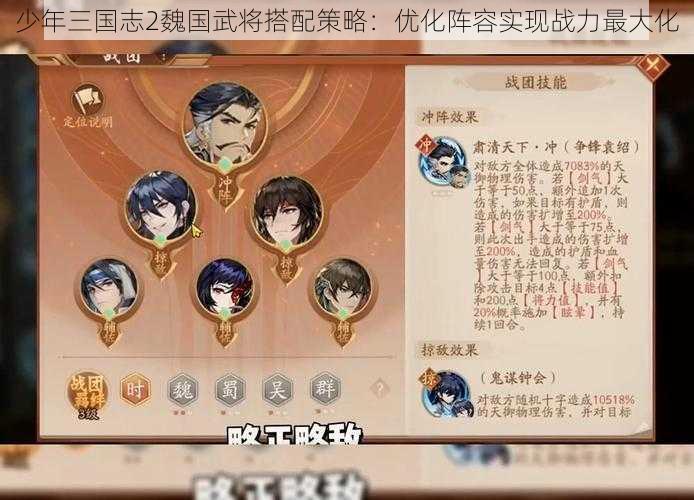 少年三国志2魏国武将搭配策略：优化阵容实现战力最大化