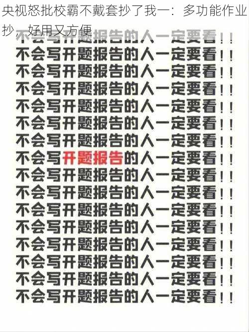 央视怒批校霸不戴套抄了我一：多功能作业抄，好用又方便