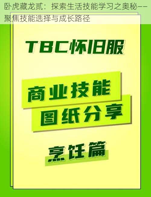 卧虎藏龙贰：探索生活技能学习之奥秘——聚焦技能选择与成长路径