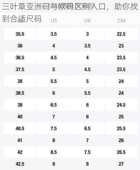 三叶草亚洲码与欧码区别入口，助你找到合适尺码