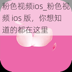 粉色视频ios_粉色视频 ios 版，你想知道的都在这里