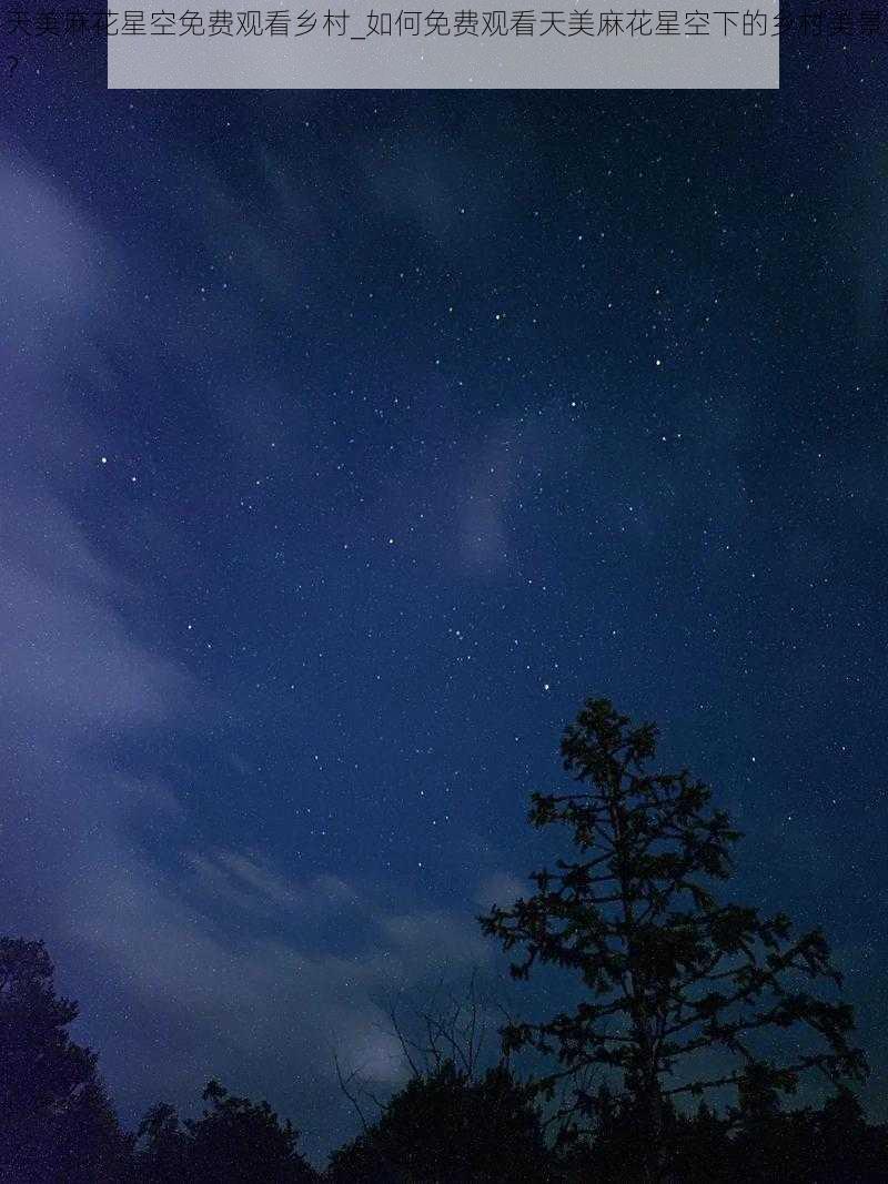 天美麻花星空免费观看乡村_如何免费观看天美麻花星空下的乡村美景?