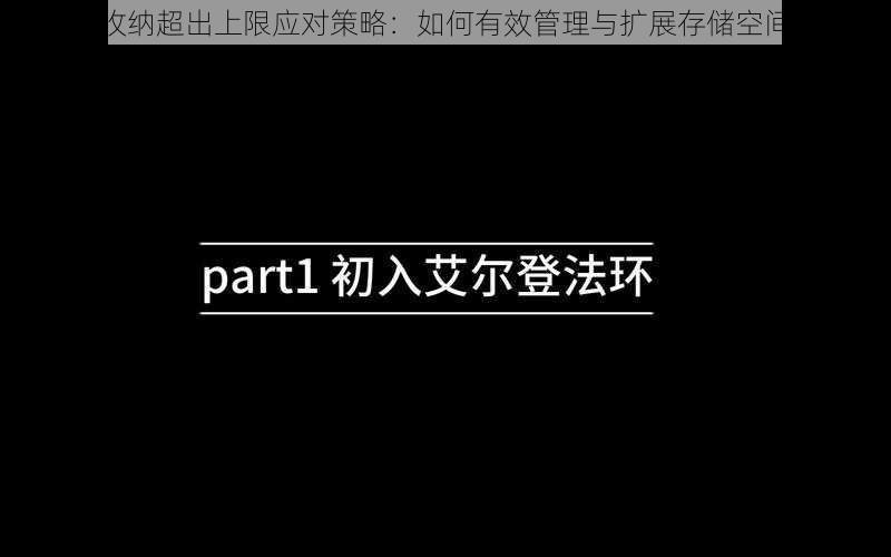 老头环收纳超出上限应对策略：如何有效管理与扩展存储空间的探讨