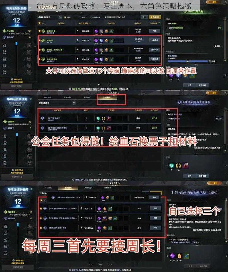 命运方舟搬砖攻略：专注周本，六角色策略揭秘