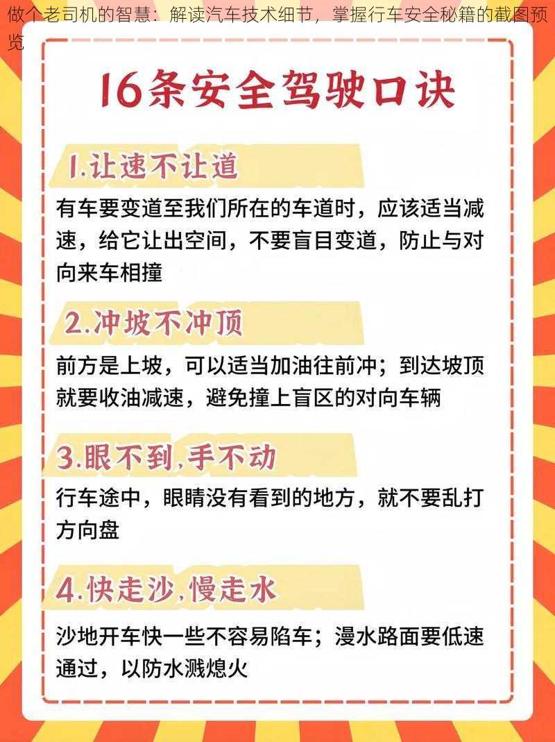 做个老司机的智慧：解读汽车技术细节，掌握行车安全秘籍的截图预览